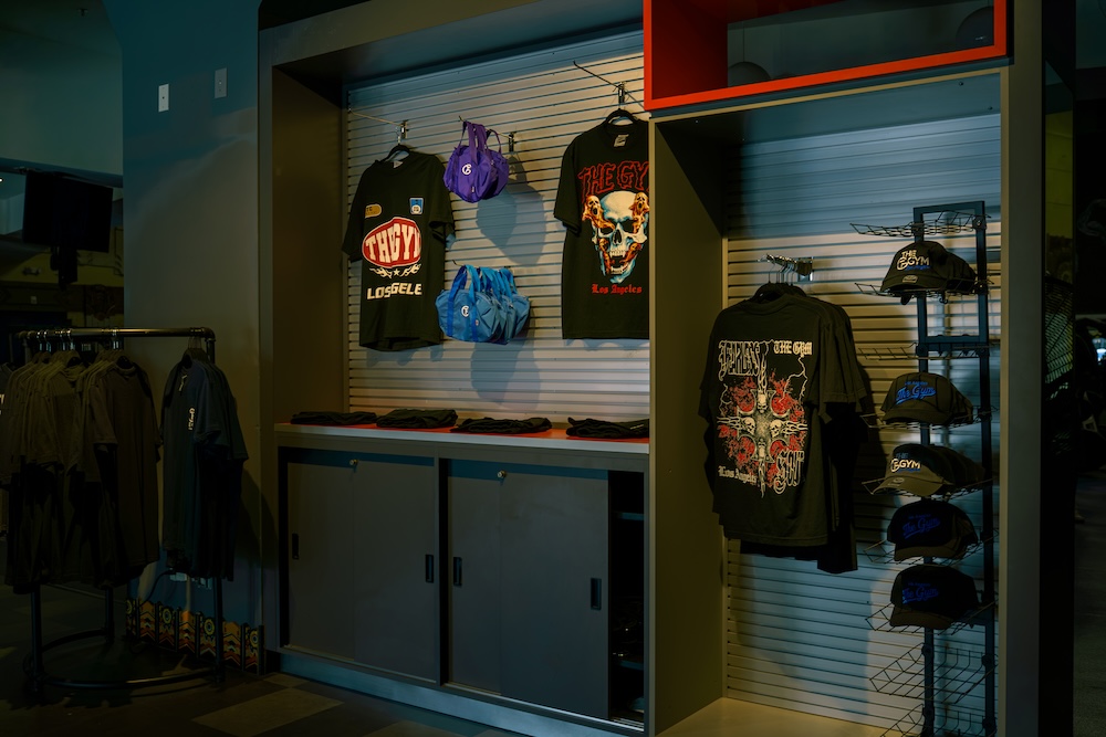 TG The Gym Los Angeles apparel and supplements available in-gym